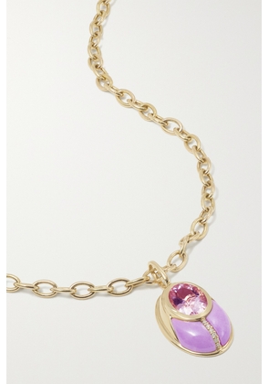 Mason and Books - Love Bug 14-karat Gold Multi-stone Necklace - Purple - One size