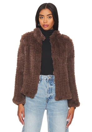 HEARTLOOM Aria Faux Fur Jacket in Chocolate. Size S.