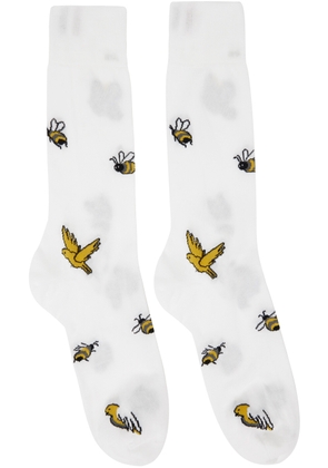 Thom Browne White Birds And Bees Socks