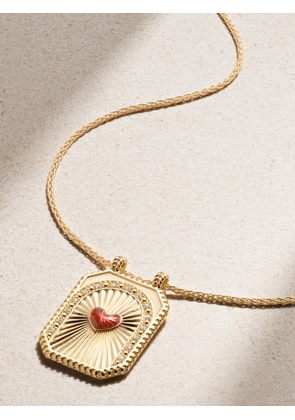 Marie Lichtenberg - Heart Scapular 18-karat Gold, Enamel And Diamond Necklace - One size