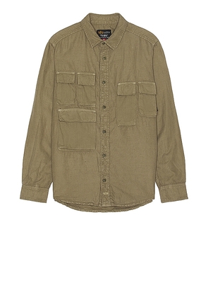 ALPHA INDUSTRIES Long Sleeve Multi Pocket Shirt in Olive. Size M, S.