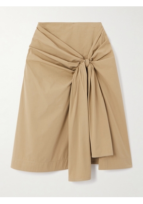 Bottega Veneta - Knotted Cotton-blend Midi Skirt - Neutrals - IT36,IT38,IT40