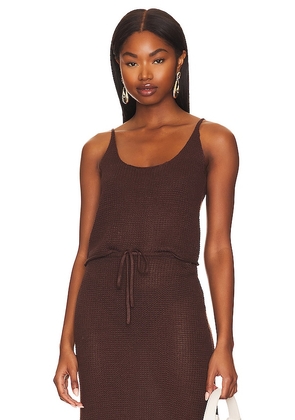 onia Textured Linen Sweater Scoop Tank in Brown. Size XS.