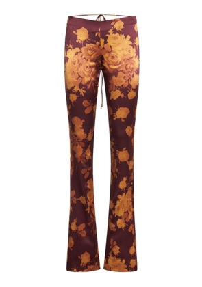 Alessandra Rich - Low-Rise Rose-Printed Silk-Satin Trousers - Neutral - IT 46 - Moda Operandi