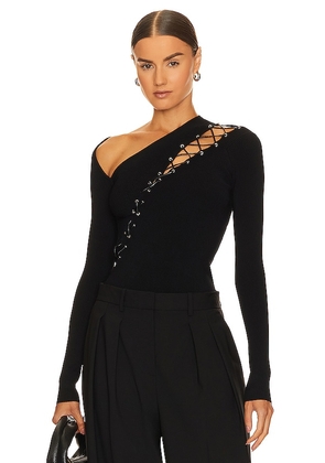 NICHOLAS Cosima Long Sleeve Lace Up Top in Black. Size XS.
