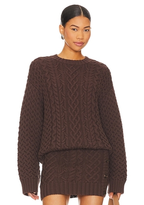 Song of Style Naara Cable Crew Pullover in Brown. Size XXS.