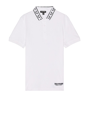True Religion Relaxed Branded Collar Polo in White. Size M, S, XL/1X.
