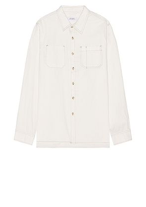 SATURDAYS NYC Kenmare Chambray Long Sleeve Shirt in White. Size L, XL/1X.