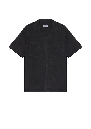 SATURDAYS NYC Gibson Pigment Dyed Short Sleeve Shirt in Black. Size M, S, XL/1X.