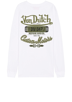 Von Dutch Custom Motors Graphic Long Sleeve Tee in White. Size L, S, XXL/2X.