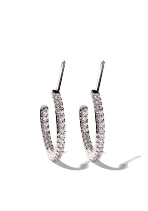 De Beers Jewellers 18kt white gold Micropavé hoop diamond earrings - Silver