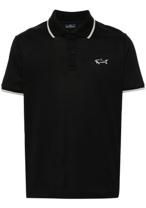 Paul & Shark logo-print piqué polo shirt - Black