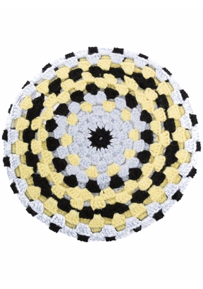 GANNI colour-block crochet beret - Black