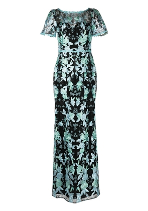 Marchesa Notte short sleeve embroidered gown - Multicolour