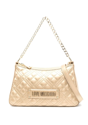 Love Moschino quilted logo-plaque satchel bag - Gold