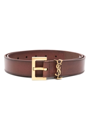 Saint Laurent Cassandre leather belt - Brown
