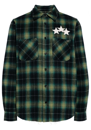 AMIRI star-leather flannel shirt - Green