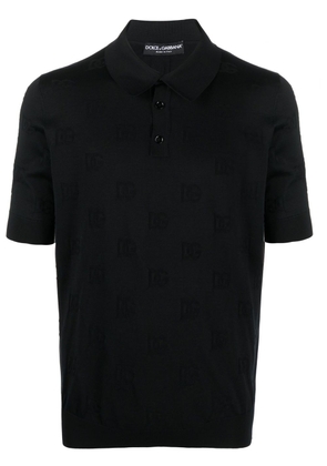 Dolce & Gabbana monogram silk polo shirt - Black