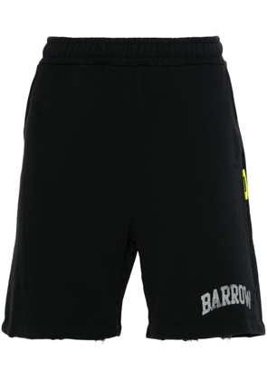 BARROW Smiley-print distressed shorts - Black