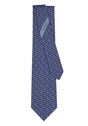 Ferragamo graphic-print silk tie - Blue