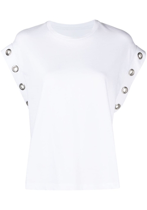 Maje eyelet-detail cotton T-shirt - White