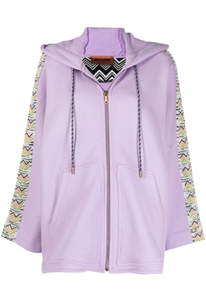 Missoni knit-panel zip hoodie - Purple