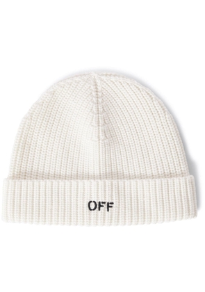 Off-White embroidered-logo wool beanie