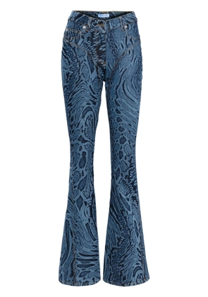 Mugler snake-print flared jeans - Blue