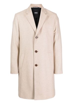 BOSS single-breasted wool-blend midi coat - Brown