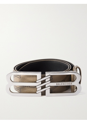 Balenciaga - 4cm Logo-Embellished Monogrammed Coated-Canvas Belt - Men - Brown - EU 85