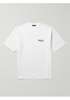 Balenciaga - Oversized Logo-Print Cotton-Jersey T-Shirt - Men - White - XS