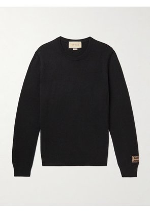 Gucci - Logo-Jacquard Cashmere and Wool-Blend Sweater - Men - Black - XS