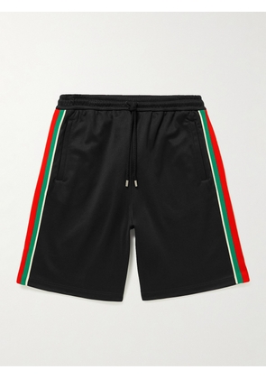 Gucci - Straight-Leg Webbing-Trimmed Tech-Jersey Drawstring Shorts - Men - Black - XS