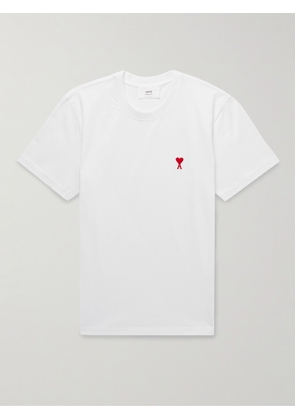 AMI PARIS - Logo-Embroidered Cotton-Jersey T-Shirt - Men - White - M