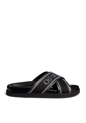 Off-White Leather Criss-Cross Slides