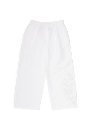 Ermanno Scervino Junior Linen-Cotton Embroidered Trousers (4-14 Years)