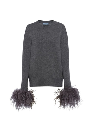 Prada Cashmere Feather-Trim Sweater