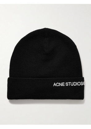 Acne Studios - Logo-Embroidered Wool-Blend Beanie - Men - Black