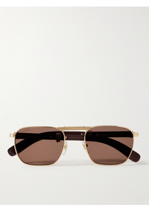 Cartier Eyewear - Première Square-Frame Gold-Tone and Wood Sunglasses - Men - Gold