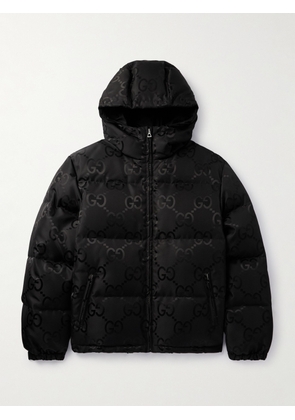 Gucci - Quilted Logo-Jacquard Shell Hooded Down Jacket - Men - Black - IT 44