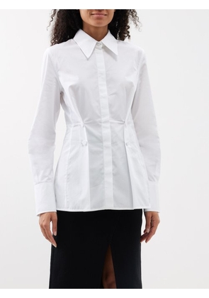 Givenchy - Buttoned-pleat Cotton-poplin Shirt - Womens - White - 36 FR