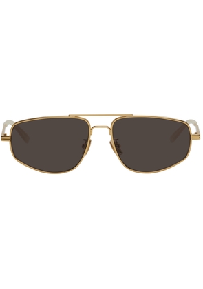 Bottega Veneta Gold Pilot Navigator Minimalist Sunglasses
