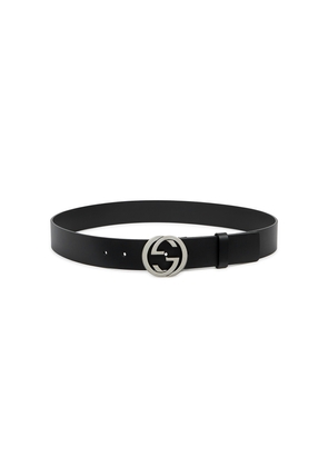 Gucci GG Leather Belt - Black And Silver
