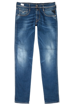 Replay Anbass Hyperflex Re-Used Blue Slim-leg Jeans - Mid Blu - W34/L32