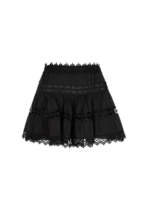 Charo Ruiz Greta Black Lace-trimmed Cotton-blend Mini Skirt, Skirt - S