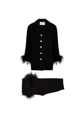 Sleeper Party Feather-trimmed Pyjama set - Black - S