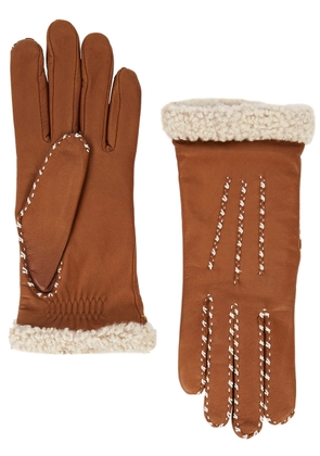Agnelle Marie Louise Leather Gloves - Brown