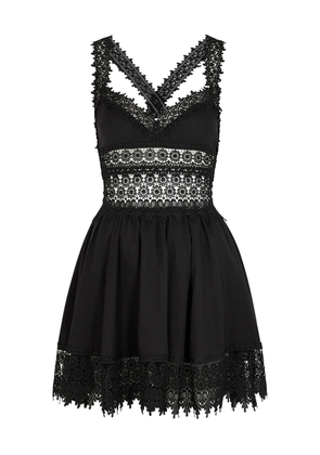 Charo Ruiz Marilyn Lace-trimmed Cotton-blend Mini Dress - Black - L