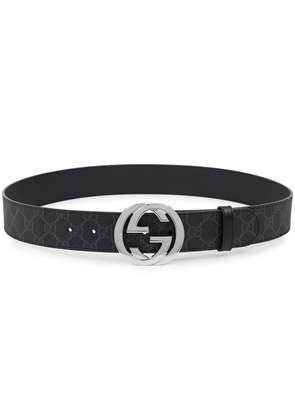 Gucci GG Monogrammed Belt - Black And Silver