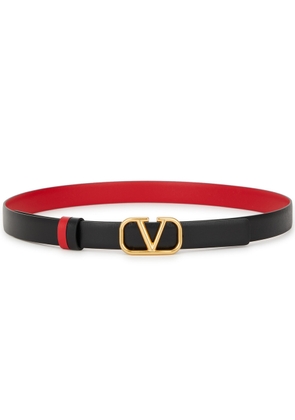 Valentino Garavani VLogo Reversible Leather Belt - Black And Red